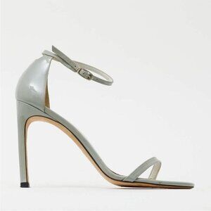 Stuart Weitzman Gray Patent Leather Nudistsong Heels - 6 🇪🇸